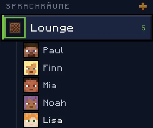 Sprachraum Lounge mit fünf Leuten